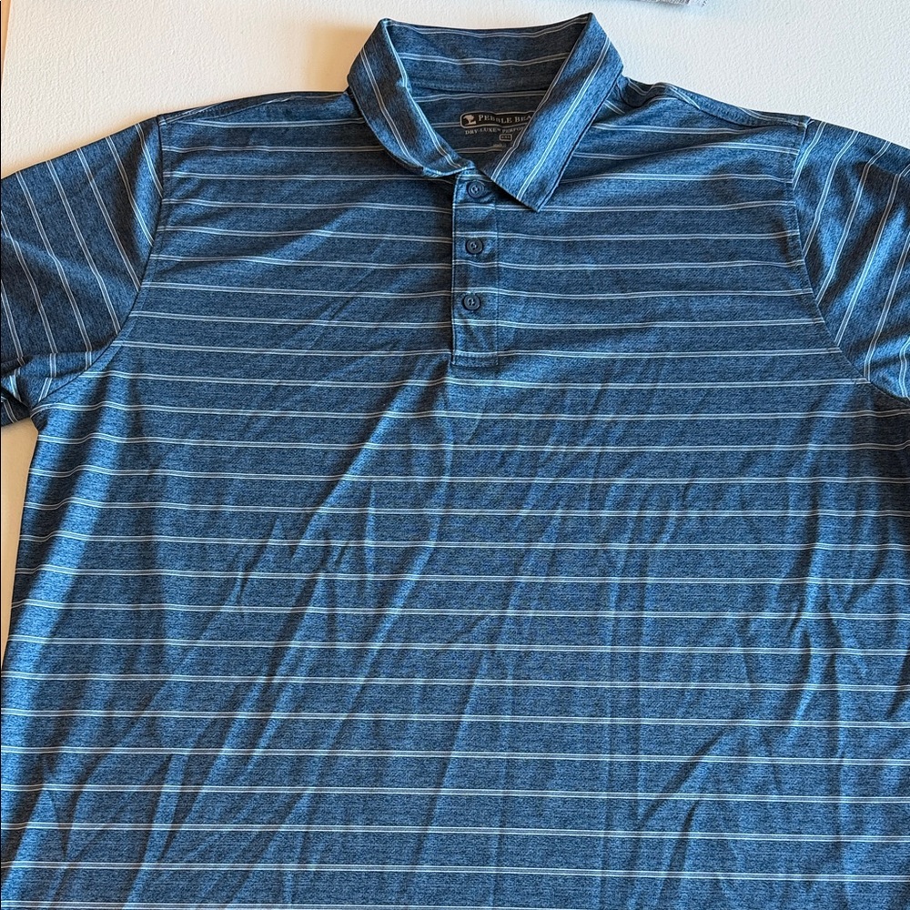 Pebble Beach Blue Striped Polo Shirt